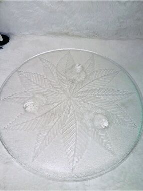 Quality French Luminark Pressed Glass Cake Serving Platter w/ Starburst Pattern